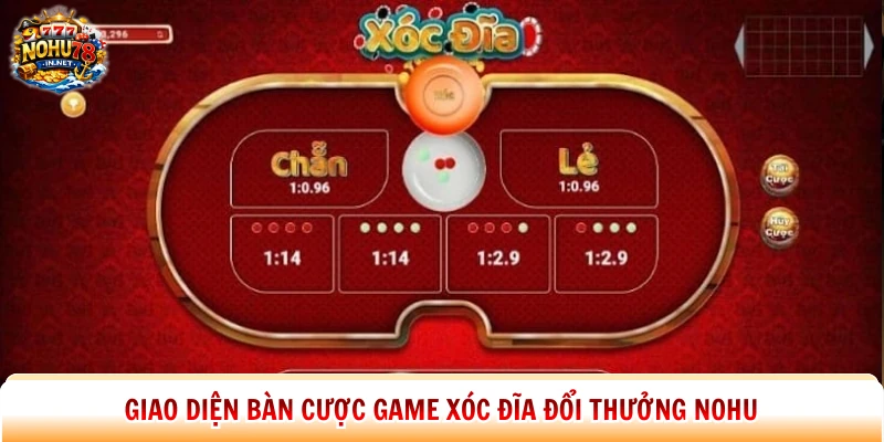 Giao diện bàn cược game Xóc Đĩa Đổi Thưởng Nohu